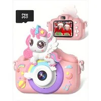 POPOLIC Digitalkamera Kinder, 2.0" Bildschirm Kinder Kamera SD Karte 32GB Kinderkamera (inkl. Spielzeug-Kamera, 1080p HD Videos, Spielzeug Kinderspielzeug ab 3+, Geschenk Mädchen Digital)