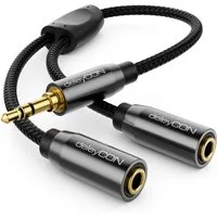 deleyCON deleyCON 0,2m Audio Splitter Kabel - 3,5mm Stecker zu 2x 3,5mm Buchse Audio-Kabel