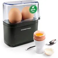 GOURMETmaxx Eierkocher GOURMETmaxx Design-Eierkocher für 2 Frühstückseier, 250 W, für perfekte Frühstückseier,  mit Messbecher & Ei-Pick