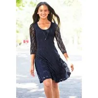 KIDSWORLD Jerseykleid - Spitzenkleid festliche Anlässe, knielang, aus Spitze und Jersey, 3/4-Ärmel