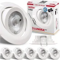 Maxkomfort LED Einbaustrahler 6/12er-Set Ultraflach & Schwenkbar, 3 Lichtfarben umschaltbar, LED fest integriert, (3000K/4000K/6500K), IP20 Deckenspots für Wohnzimmer, Küche & Flur - Ø82x25mm
