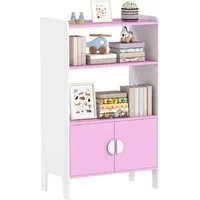 AIYAPLAY Kinderregal mit 2 offene Ablage, 2 Schränke, Kippschutz, rutschfesten Füßen, Bücherregal Kinder 1-tlg., für Kinderzimmer 60 x 35 x 100 cm Rosa