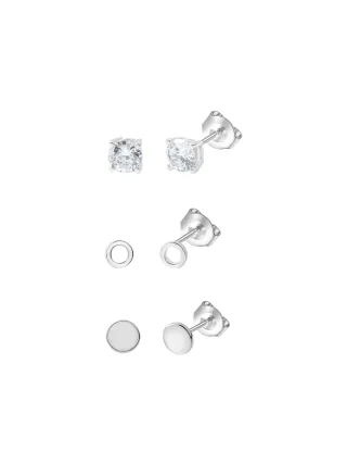 Celesta Silber Ohrstecker Set 925 Sterling Silber rhodiniert Zirkonia