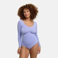 cfab (creamy fabrics) Shaping-Body Bodysuit Sculpting Shapewear Longsleeve mit String-Soft Violet-2XL (1-tlg)