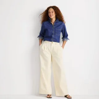 Leichte Bundfalten-Jeans mit weitem Bein für Damen, Damen, size: regular, Blau, Baumwolle, by Lands' End