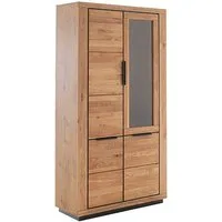 MCA living Vitrine GRENO Vitrine groß (1-St) aus massiver Wildeiche, Metallgriffe, Breite 107 cm