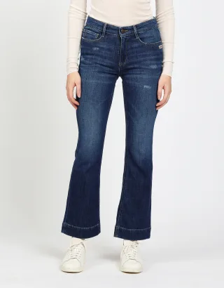 GANG Damen Jeans 94MAXIMA KICK - flared fit Jeans ripped darkblue