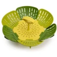 Joseph Joseph Dampfgareinsatz Bloom Folding Basket für Gemüse Dampfgarein Dampfgareinsatz-Grün, Leicht anzuhebender Gabelhaken,Faltbar zum kompakten Aufbewahren