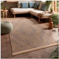 Paco Home Teppich Cologne 494, rechteckig, Höhe: 11 mm, Flachgewebe, meliert, Rauten Motiv, mit Fransen, Outdoor geeignet
