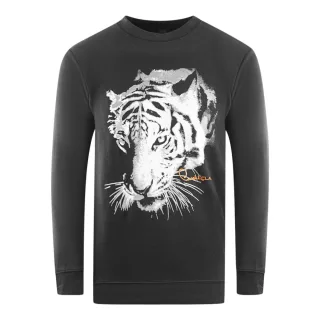 Cavalli Class Tiger Silhouette Logo Schwarzes Sweatshirt