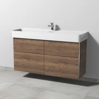 Sanipa 3way Waschtischunterbau zu Laufen VAL Waschtisch mit 4 Auszügen, Eiche-Tabak BR82550