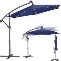 SONGMICS Sonnenschirm, Ø 300 cm,LED-Solar-Beleuchtung,UPF 50+,mit Ständer