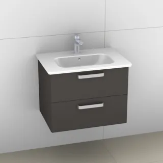 Artiqua 412 Waschtischunterschrank für Softmood T0557, Stahlgrau, 412-WU2L-I30-7142-88 412-WU2L-I30-7142-88