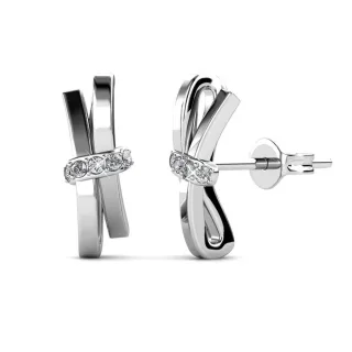 Leuchtende Schleifenohrringe - Silber und Kristall