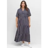 Sheego Etuikleid Maxikleid Kurzarm mit weit schwingendem Rockteil