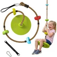 AIYAPLAY Slackline Ninja Line Kinder mit Schaukel, Plattformen, für 3-8 Jahre Kinder Grün