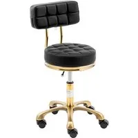 Physa Drehstuhl Rollhocker mit Lehne Friseurhocker Kosmetikhocker 150kg schwarz, Schwarz