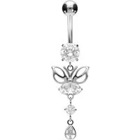 PIERCINGLINE Bauchnabelpiercing Titan Bananabell mit Innengewinde SCHMETTERLING + KRISTALLE (Bananabells, 1-tlg)