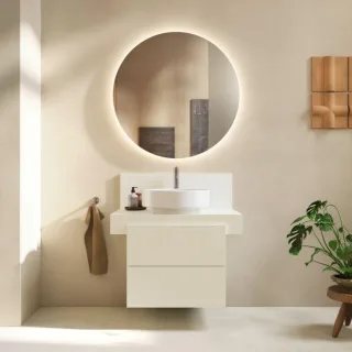 Duravit Balcoon Konsole BA90560IDID0000 80 x 55 x 37 cm, 1 Ausschnitt Becken Mitte, Elfenbein matt