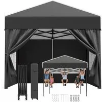 GUNJI Faltpavillon 3x3/3x4.5/3x6m Gartenpavillon mit 4 seitenteilen wasserdicht UV-Schutz, (Partyzelt höhenverstellbarer für Garten Camping), mit Tragetasche & Sandsäcken, pavillon winterfest und wasserdicht