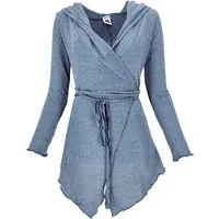 Guru-Shop Langjacke Pixi Wickel-Strickjacke - taubenblau