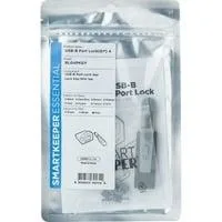 ESSENTIAL USB-B Port Lock (BL04) + Lock Key Mini (U04), Einsteckschloss Farbcode Grau, 4 Stück + 1 Schlüssel
