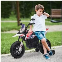 AIYAPLAY Elektro-Kindermotorrad 12V, mit Musik, 6 km/h, mit abnehmbar Trainingsrädern, Belastbarkeit 30 kg, (1-tlg), 12 Zoll Kunststoffreifen, für 3-8 Jahre Kinder, max. 30 kg, Weiß