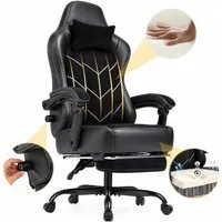 HOMALL Gaming-Stuhl mit Federkern,Atmungsaktiver Stoff, Komfort für Büro & Gaming, gaming stuhl mit Fußstütze,breites & dickes Sitzpolster