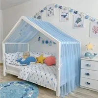 Baby Fancyroom Betthimmel Premium Hausbett Himmel aus Tüll, Betthimmel für Kinderbett, Baldachin, gekräuselt