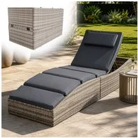 Juskys Wellnessliege Lamia, Polyrattan Liege, klappbar, Kopfteil verstellbar, 160 kg belastbar