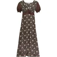 Bhoem Midikleid Lipsy Kurzärmeliges Satin-Midikleid mit Print (1-tlg)