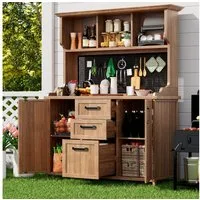 i@home Hochschrank Gartenschrank Holz Garten Werkzeugschrank aus massivem Tannenholz