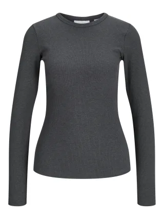 JJXX - JXFREYA STR LS RIB TEE JRS NOOS Dark Grey Melange - Gr. - S