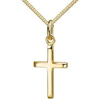 JEVELION Kreuzkette kleiner Kreuz Anhänger 585 Gold - Made in Germany (Goldkreuz, für Damen und Herren), Mit Kette vergoldet - Länge wählbar 36 - 70 cm.