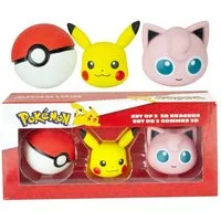 POKÉMON Radiergummi Pokemon Pikachu Pokeball Jigglypuff 3er- Pack 3D Radiergummi Erasers