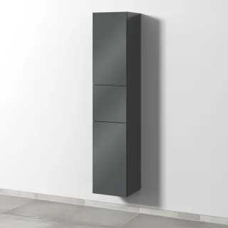 Sanipa 3way Hochschrank mit 2 Türen und 1 Auszug, Anthrazit-Glanz SF10279