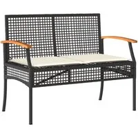 vidaXL Gartenbank Gartenbank mit Kissen Schwarz Poly Rattan nholz (1-St)