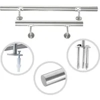 Melko Handlauf Treppengeländer Edelstahl Wandhandlauf 50-200cm Geländer Treppe, 60 cm Gesamtlänge, (Stück), Gebürsteter Edelstahl