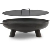 BBQ-Toro Feuerstelle Feuerschale Ø 70 cm mit Deckel, Schwarz, Outdoor Dreibein Feuerstelle, Hitzebeständig