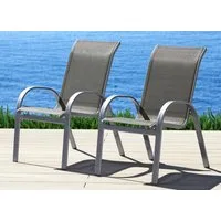 MERXX Gartenstuhl Amalfi (Set, 2 St), 2er Set, Alu/Textil, stapelbar