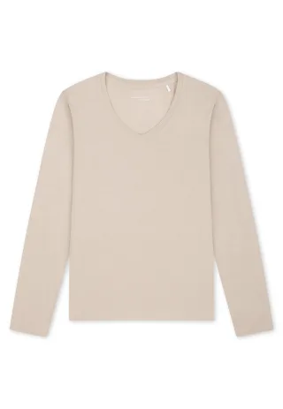 SCHIESSER - Shirt langarm V-Ausschnitt bright taupe - Gr. - 42