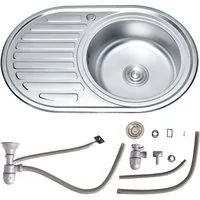 Melko Edelstahlspüle Einbauspüle Küchenspüle aus Edelstahl 77CM Spüle + Ablage, Rund, 77/50 cm, (Stück), Anti-Kondensbeschichtung