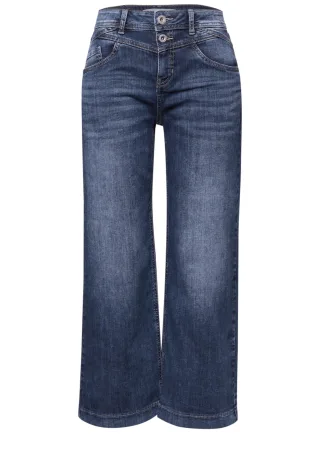 Street One - 7/8 High Waist Wide Leg Jeans im Loose Fit dark blue wash - Gr. - 7