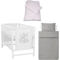 Baby-Delux Komplettbett Babybett Mia Komplettset, 7-tlg., Kinderbett 60x120 cm weiß, Bettset verschiedene Designs
