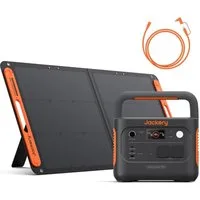 Jackery Stromgenerator 1000 v2 Tragbare Powerstation mit 100W Solarpanel & 5M Kabel, 3 in kW, 1070Wh/1500W LiFePO4 Solargenerator Schnellladung für Camping, RV