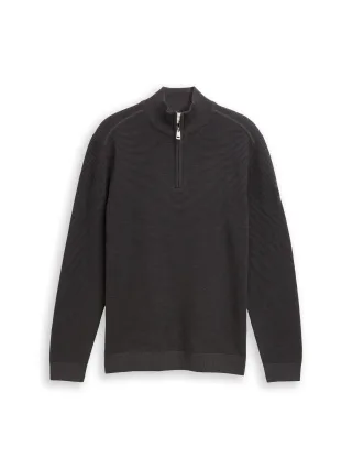 Tom Tailor - Troyer Strickpullover aus Baumwolle tarmac grey - Gr. - L
