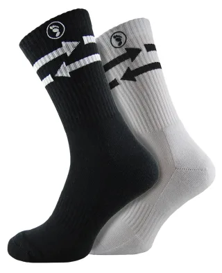 2 Paar Herren Pfeil Crew Socken | Zehenlappen | Gemütliche klassische Crew-Länge Socken, ideal für Sport - Weiß / Schwarz