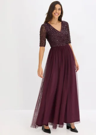 bonprix Abendkleid aus zartem Tüll mit Paillettenstickerei, rot, Gr.34, Elegantes Kleid aus Tüll mit bezaubernder Paillettenstickerei im Oberteil