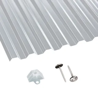 Polycarbonat | Terrassendach-Set | Spundwand | 76/18 | 0,8 mm | glatt | klar