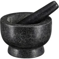 Meisterkoch Mörser mit Stößel groß und rutschfest aus 3,5 kg Granit, (2-tlg., polierter Steinmörser mit rauer Innenseite für Gewürze, Nüsse u.v.m)